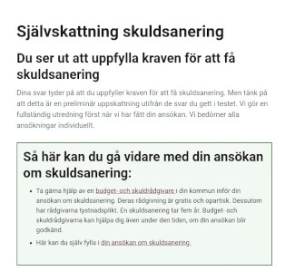 Skuldsaneringstest